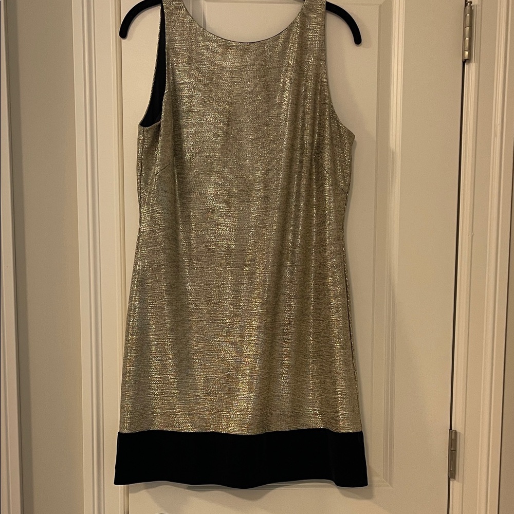 White House Black Market Petite Gold and Black Mini Dress
